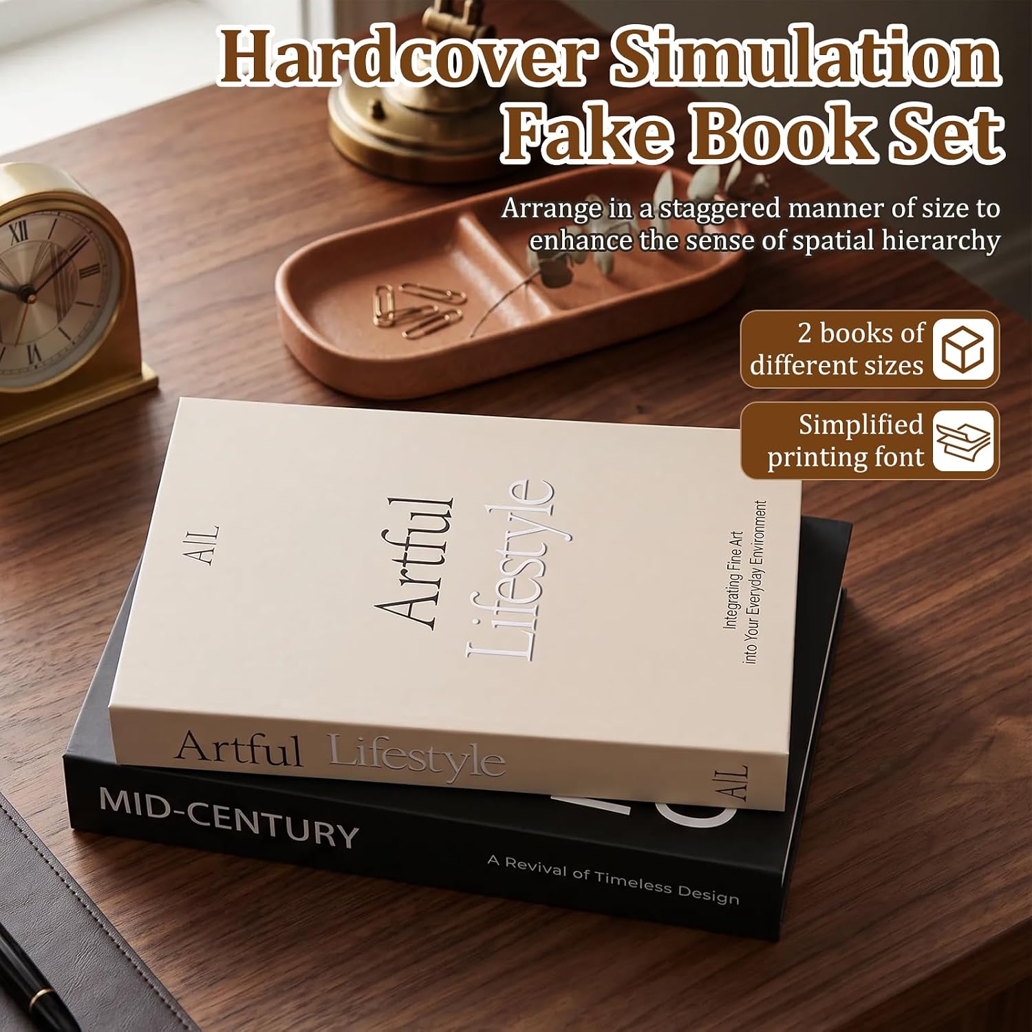 Decorative Books & Faux Book Box — Set of 2 styled in a home