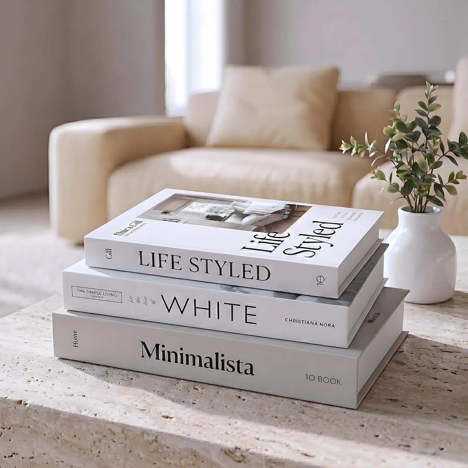 Decorative Book Storage Boxes — Set of 2 in Neutral, styled in an Australian home