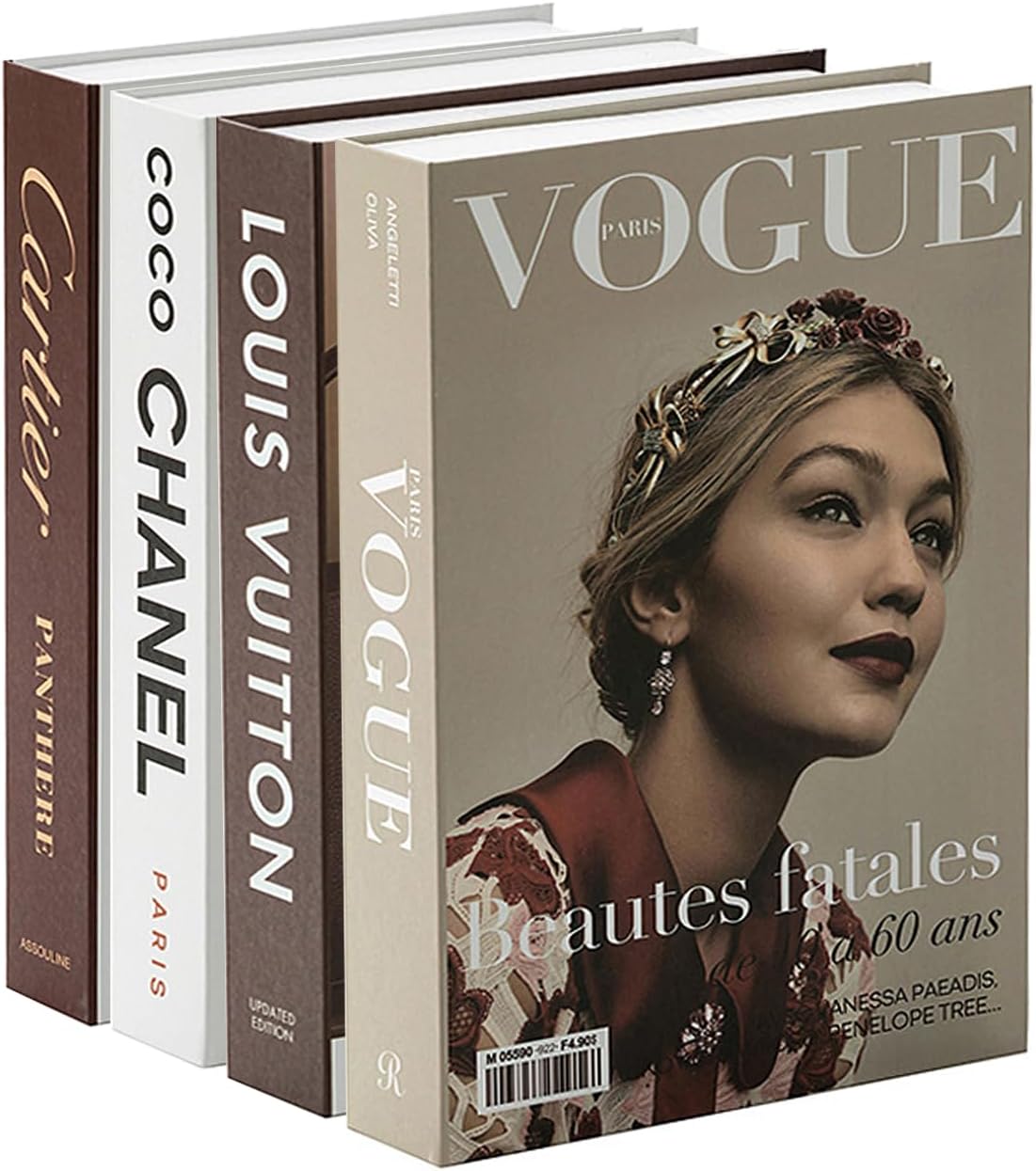 Decorative Fake Books Hardcover Stacked Display — Set of 4 decorative books