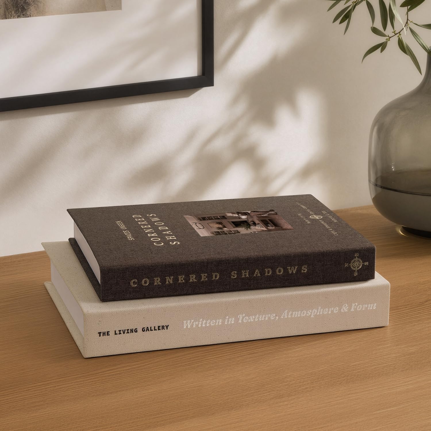 Minimalist Decorative Books — Set of 2 in Taupe & Beige, styled in an Australian home