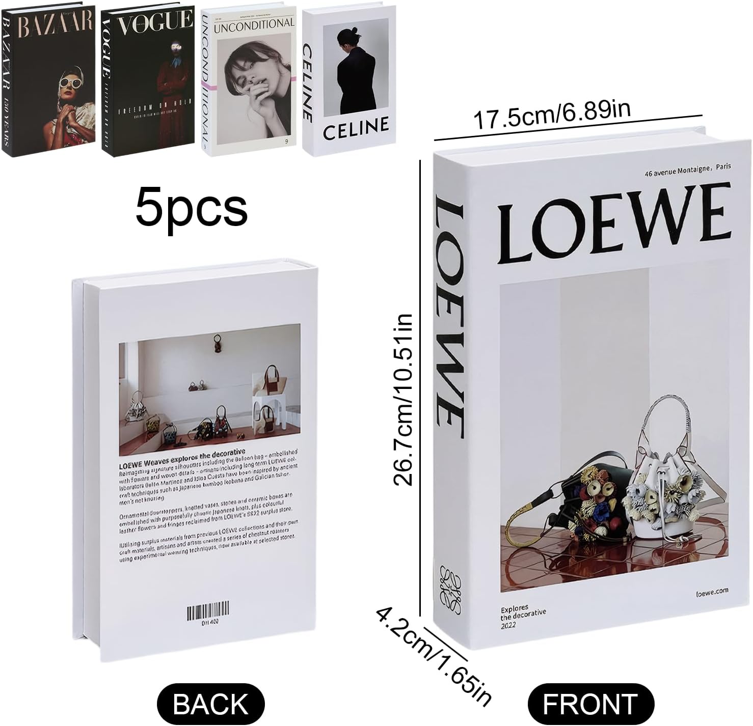 Decorative Fake Books Set — Set of 5 styled in a home