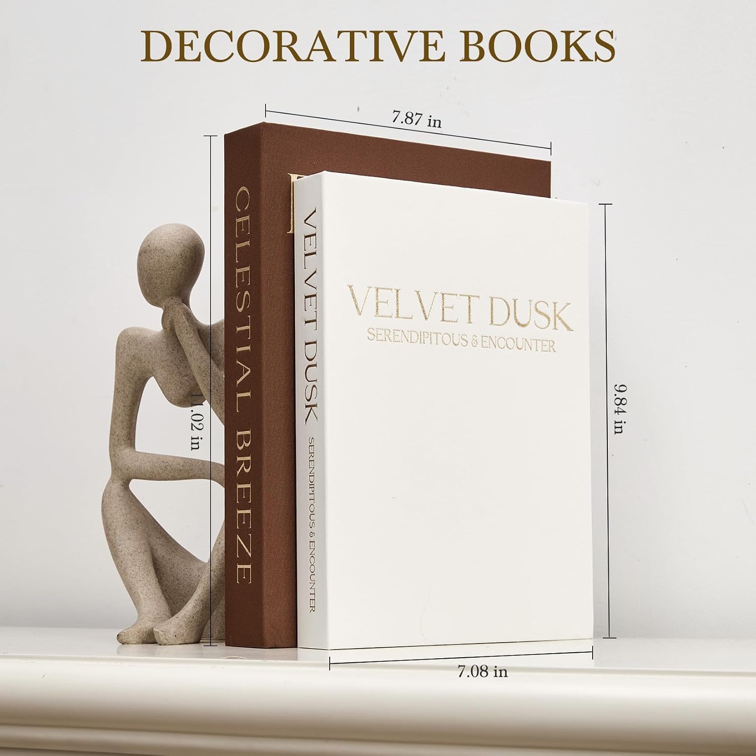 Faux Book Box Brown Linen Decorative Books — Set of 2 photo 3