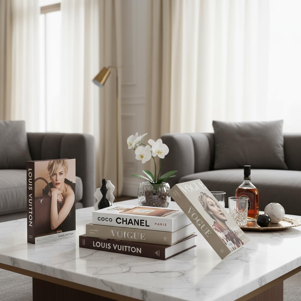 Decorative Fake Books Hardcover Stacked Display — Set of 4 photo 3