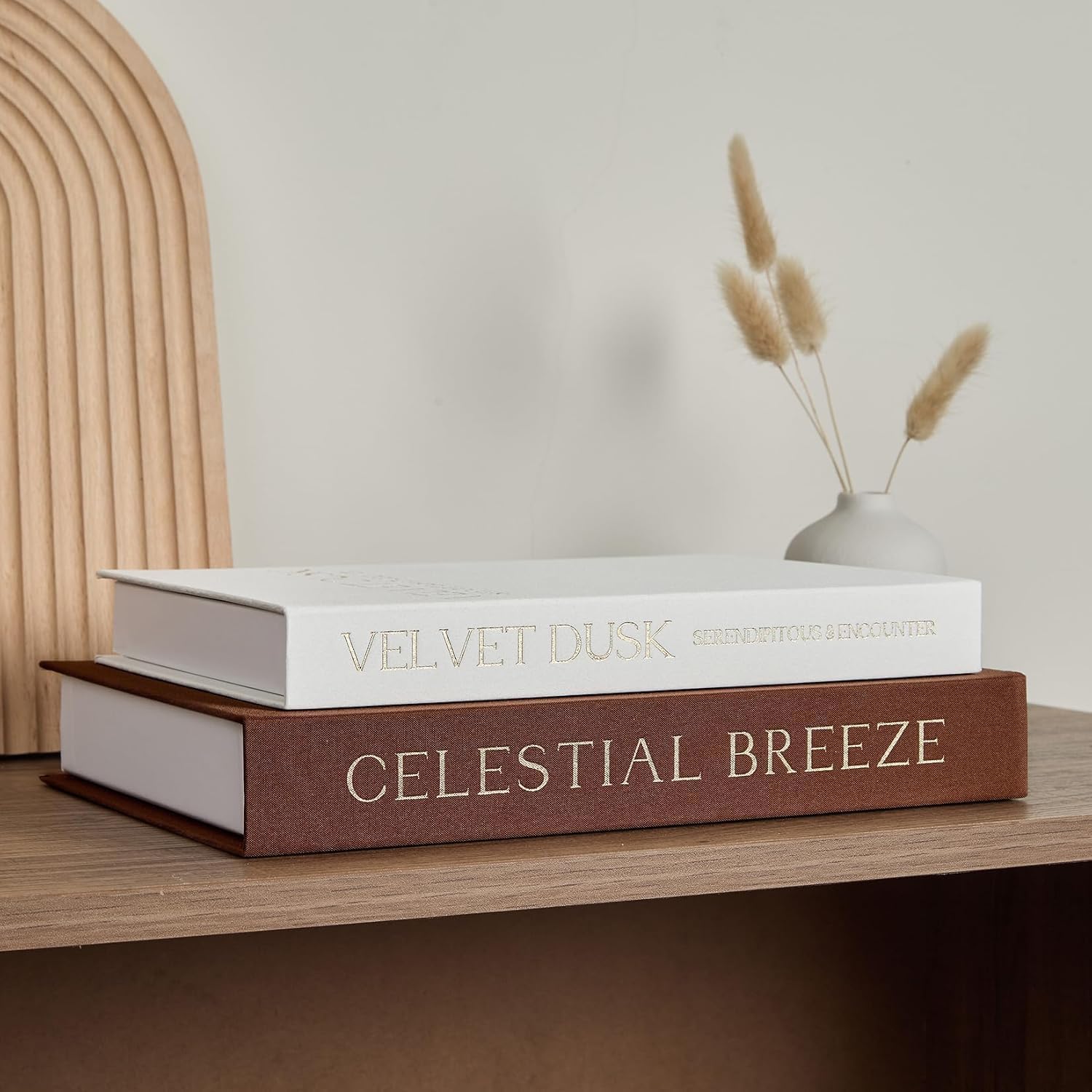 Faux Book Box Brown Linen Decorative Books — Set of 2 photo 6