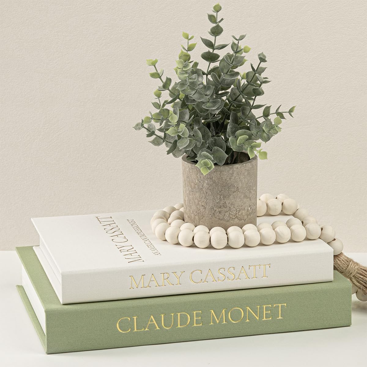 Upgraded Decorative Books — Set of 2 in Beige-Green, styled in an Australian home
